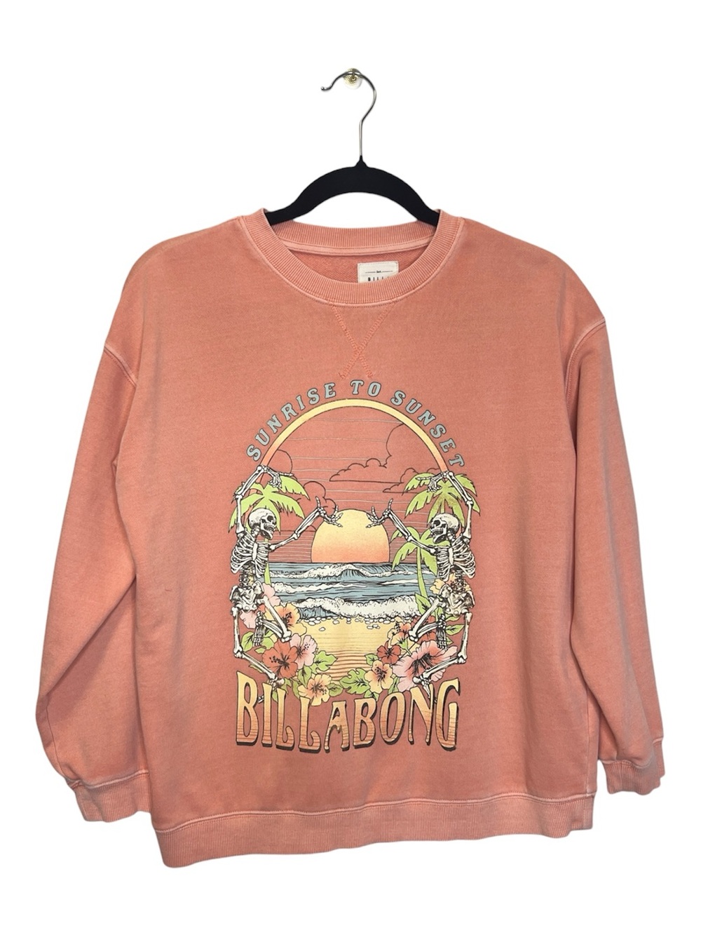 Billabong Skeletons Sunrise to Sunset Beach Scene Sweatshirt size Medium